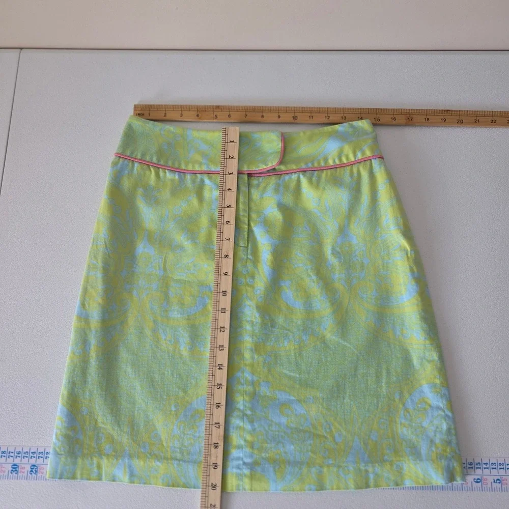 Andrea Becker Pencil Skirt Women 10‎ Green Blue Paisley Preppy Retro Resort